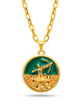 Corrente medalha Oxossi verde - cadeado - banhado a ouro 18k