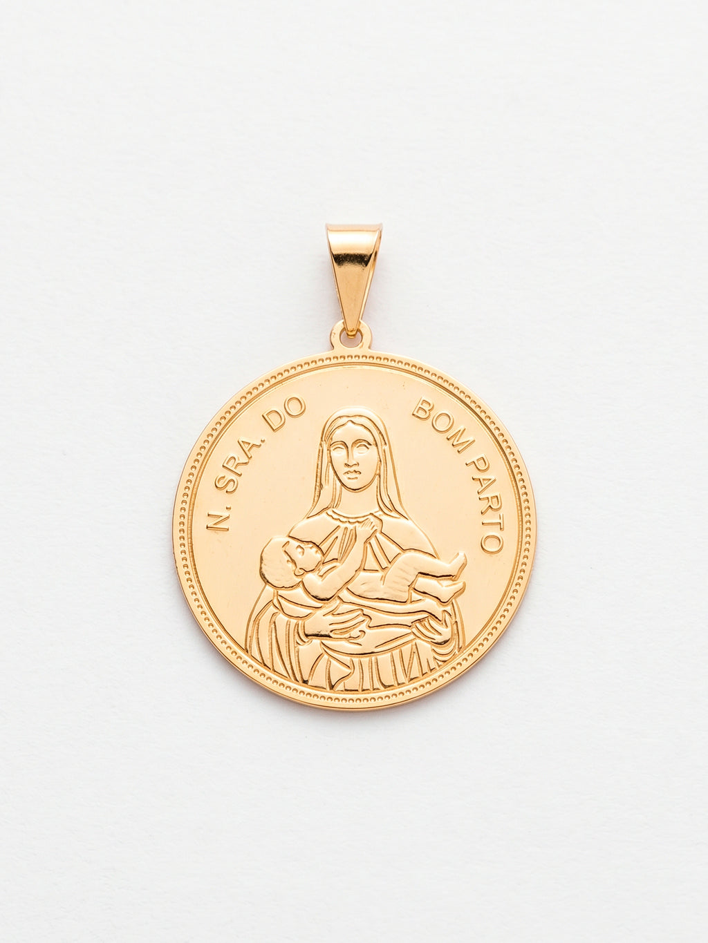 Pingente Nossa Senhora do Bom Parto 2,5 x 2,5 cm - banhado a ouro 18k
