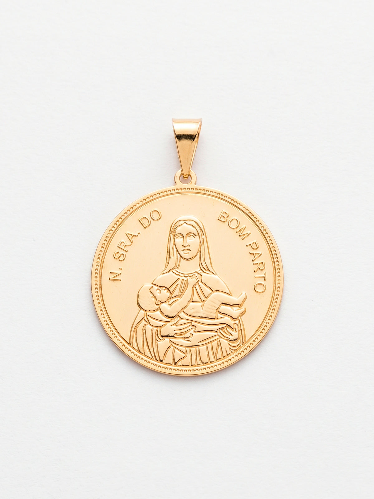 Pingente Nossa Senhora do Bom Parto 2,5 x 2,5 cm - banhado a ouro 18k