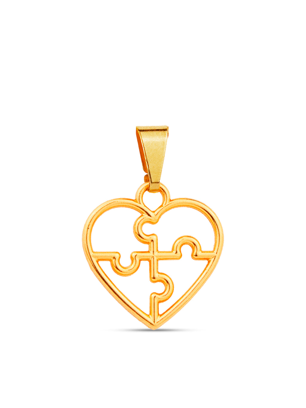 Pingente coração vazado autismo - banhado a ouro 18k