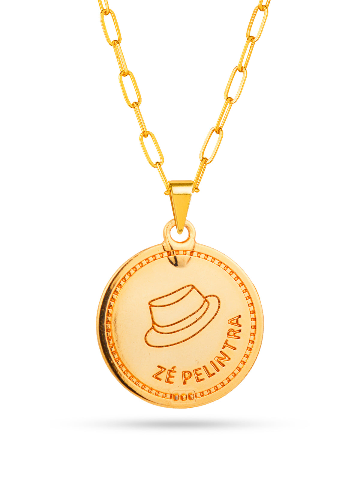Corrente medalha Zé Pelintra branco - elo longo - banhado a ouro 18k - foto 3