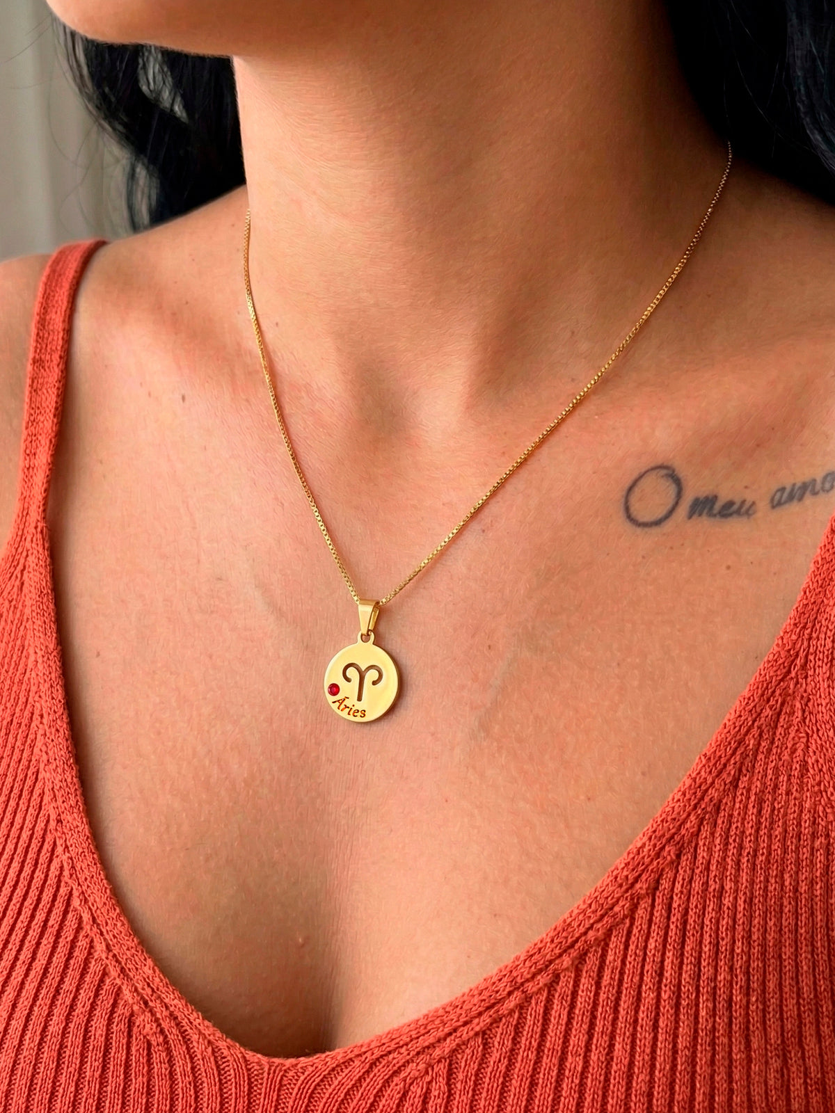 Corrente signo Áries - veneziana - banhado a ouro 18k - foto 2