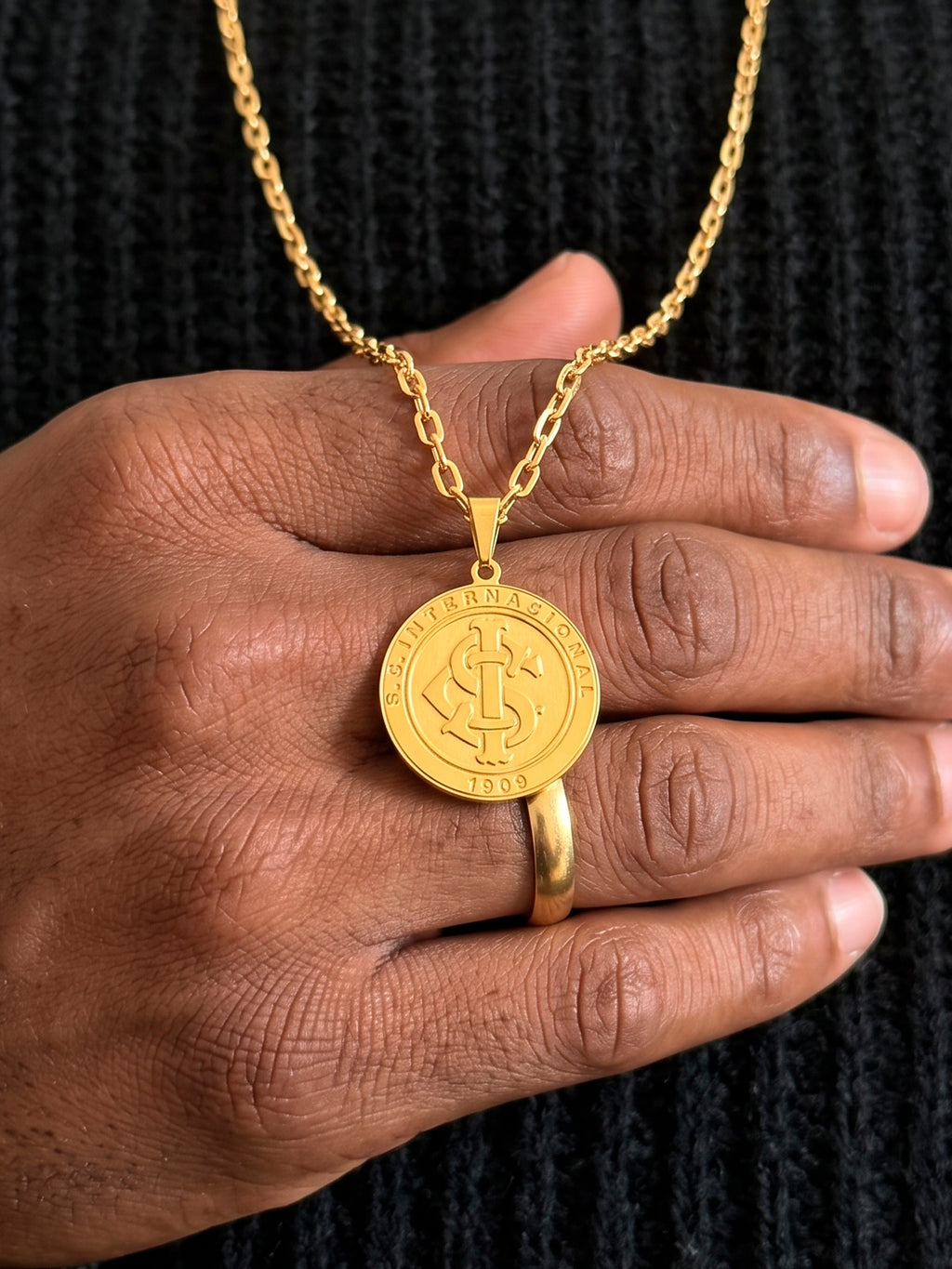Corrente Internacional - cadeado - banhado a ouro 18k - foto 3