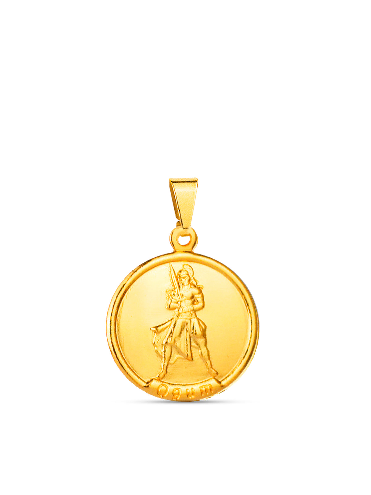 Pingente medalha Ogum - banhado a ouro 18k