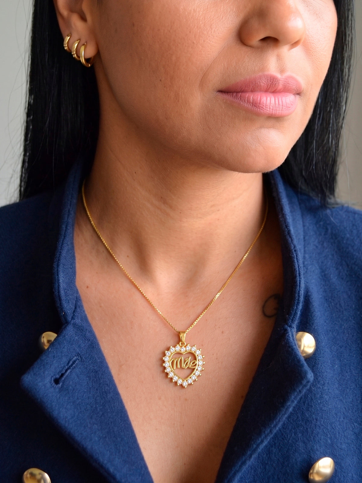 Corrente Mãe cravejada - veneziana - banhado a ouro 18k - foto 2