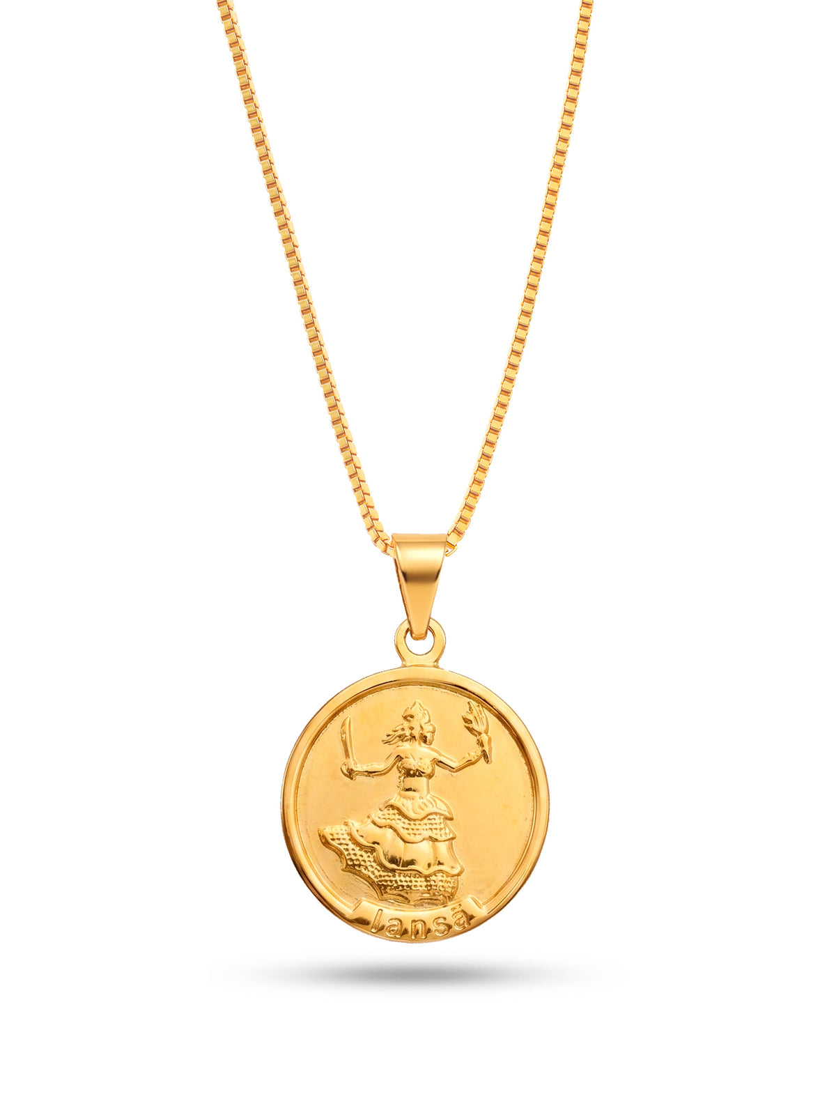 Corrente medalha Iansã - veneziana - banhado a ouro 18k