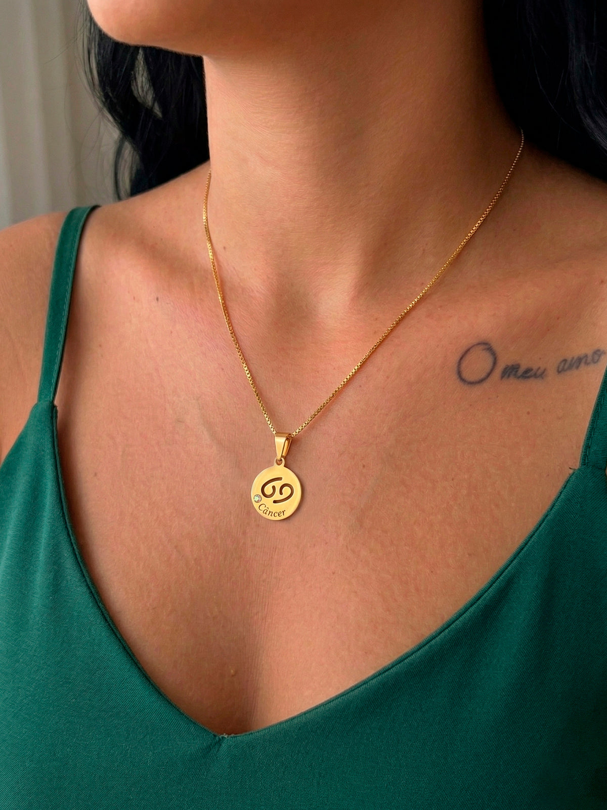 Corrente signo Câncer - veneziana - banhado a ouro 18k - foto 2