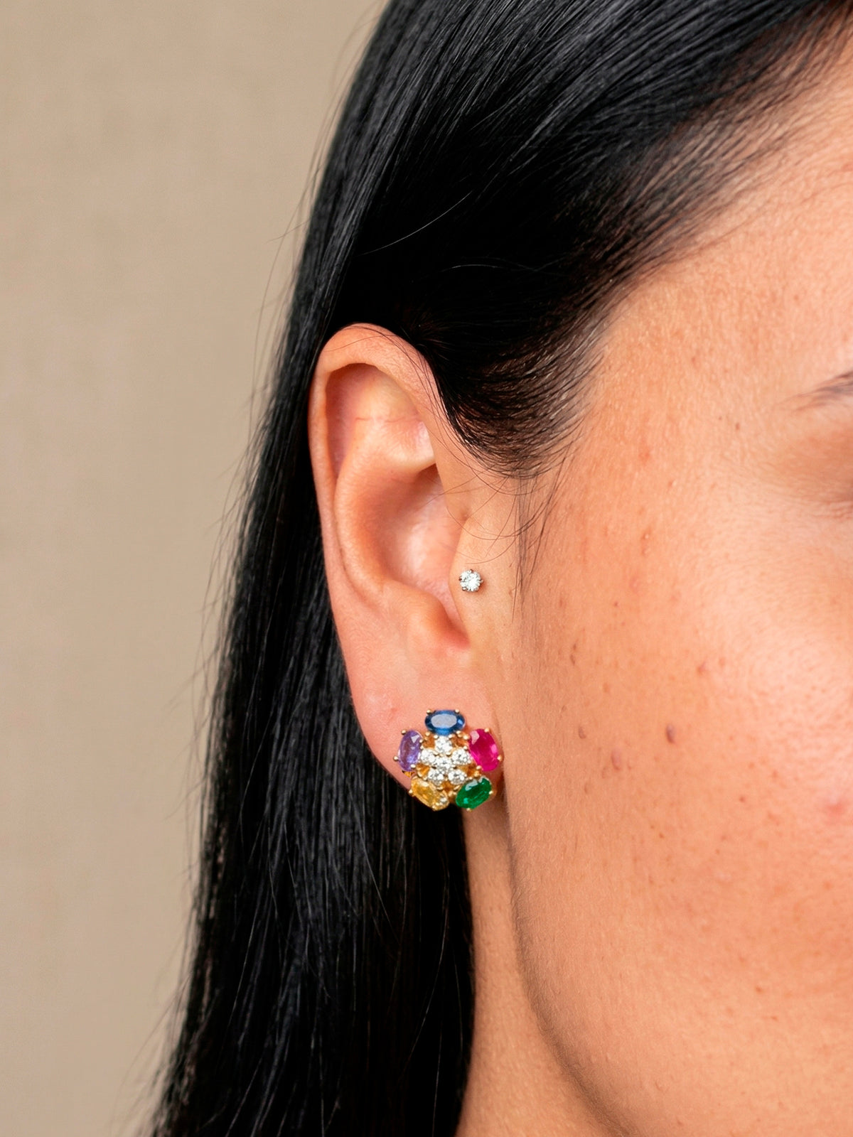 Brinco flor colorida - banhado a ouro 18k - foto 2