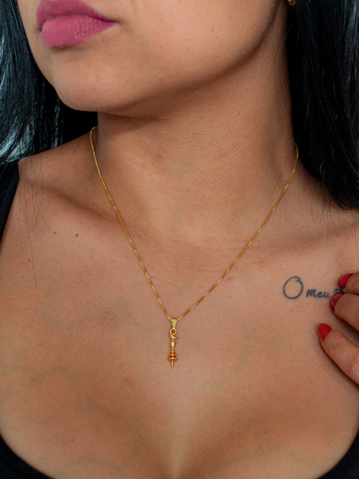 Corrente Opaxorô de Oxalá - veneziana - banhado  a ouro 18k - foto 5