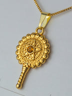 Corrente Espelho com estrela Oxum - veneziana - banhado a ouro 18k - foto 4