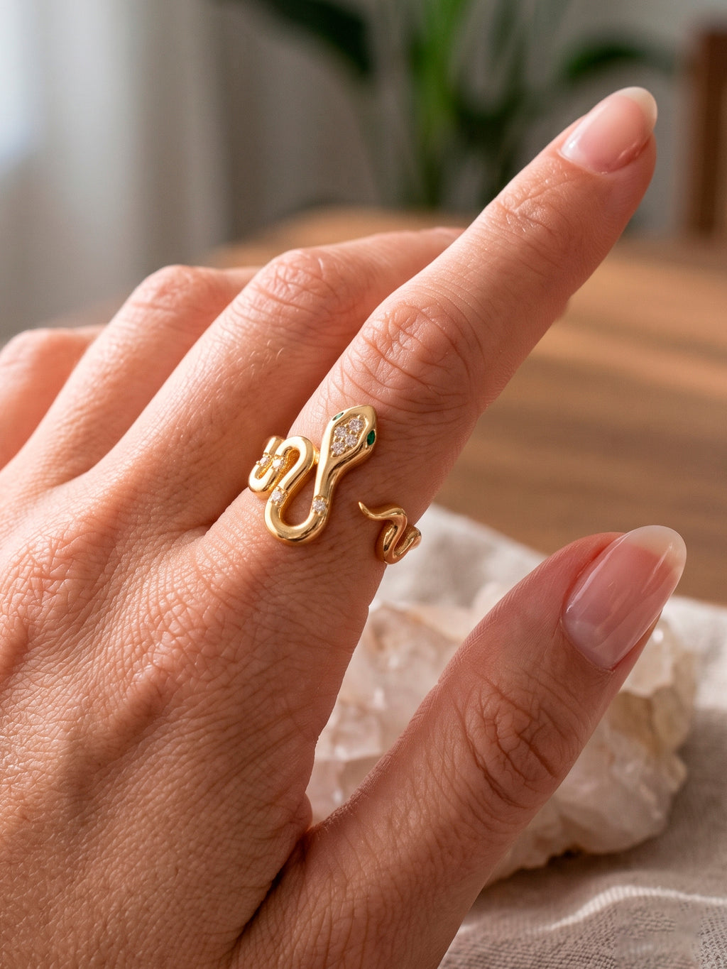 Anel serpente - ajustável - banhado a ouro 18k - foto 2