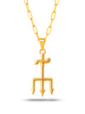 Corrente Tridente de Exu - elo longo - banhado a ouro 18k