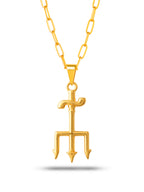 Corrente Tridente de Exu - elo longo - banhado a ouro 18k