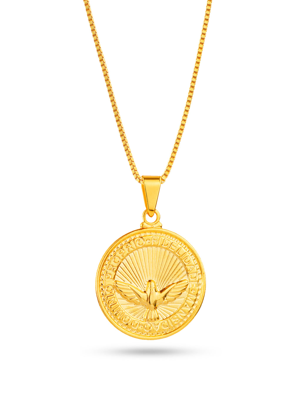 Corrente Medalha Espírito Santo - veneziana - banhado a ouro 18k
