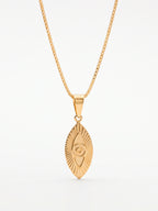 Corrente oval olho de Hórus - veneziana - banhado a ouro 18k