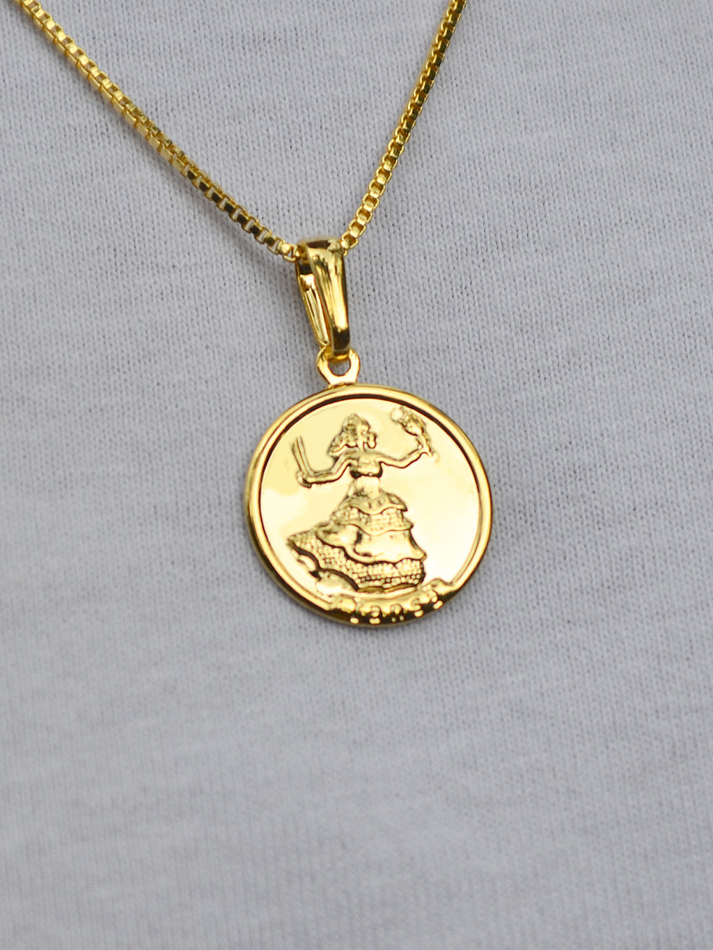 Corrente medalha Iansã - veneziana - banhado a ouro 18k - foto 5