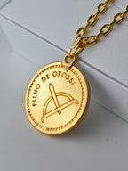 Pingente medalha Oxossi verde - banhado a ouro 18k - foto 3