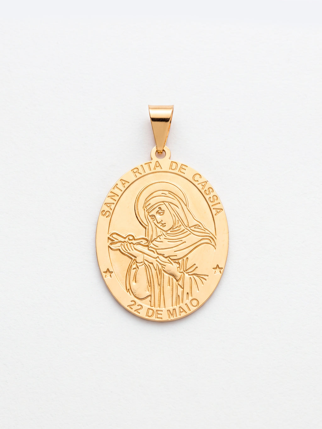 Pingente Santa Rita de Cássia 2,5 x 2,0 cm - banhado a ouro 18k