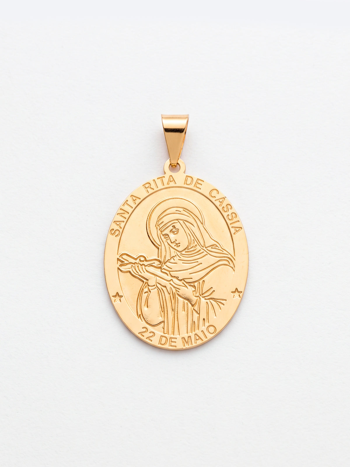 Pingente Santa Rita de Cássia 2,5 x 2,0 cm - banhado a ouro 18k