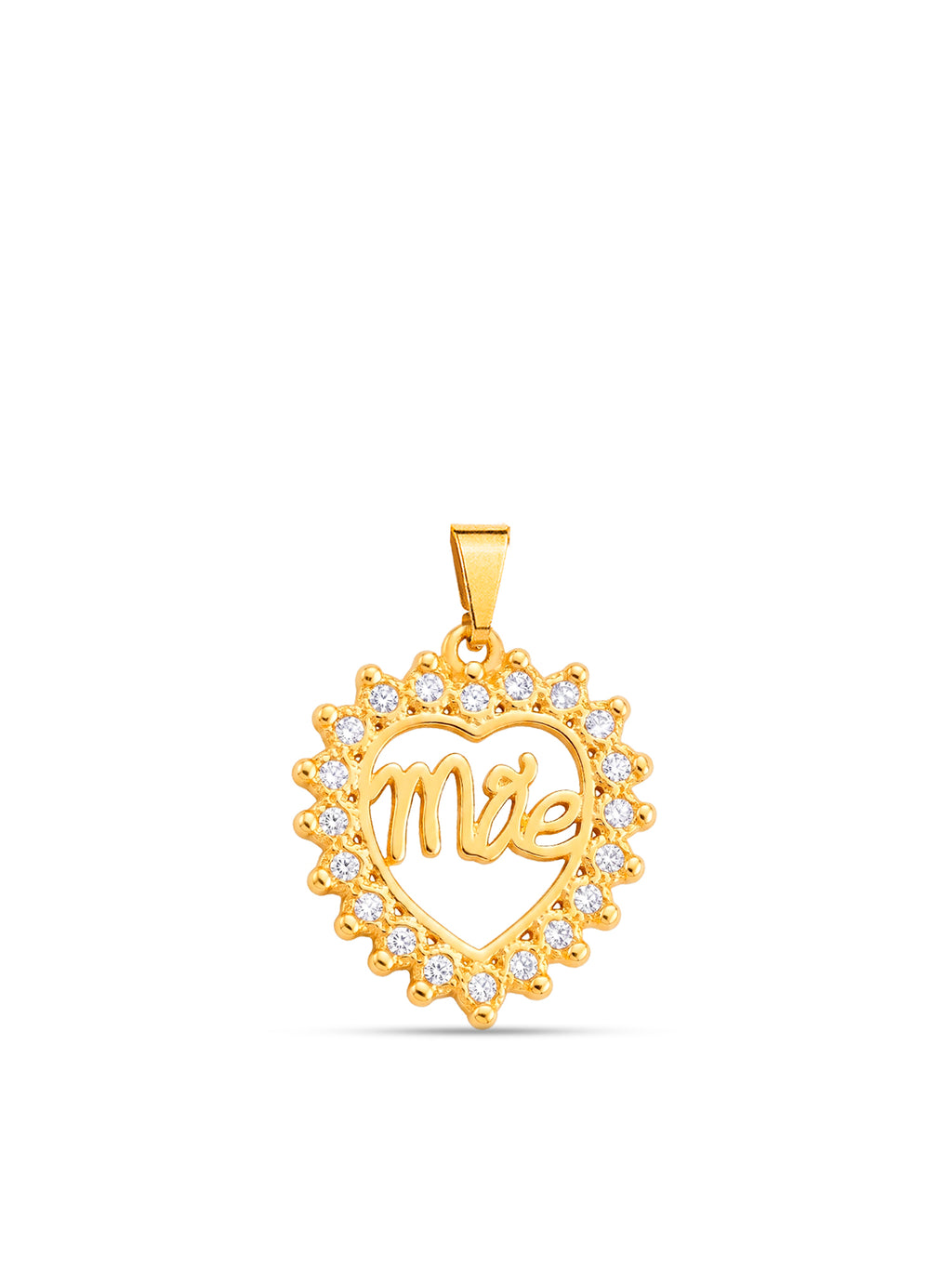 Pingente coração Mãe cravejado - banhado a ouro 18k