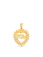 Pingente coração Mãe cravejado - banhado a ouro 18k
