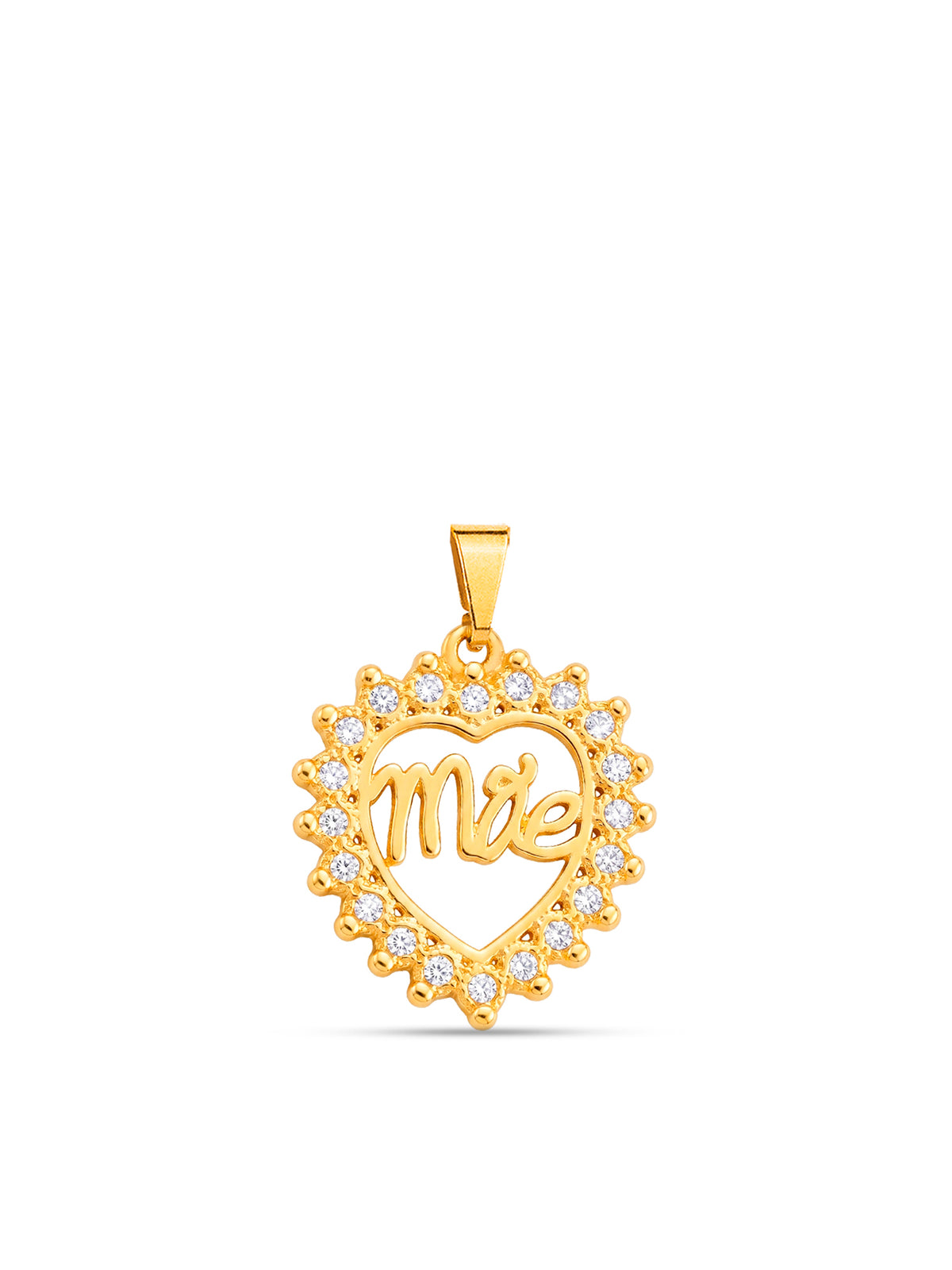 Pingente coração Mãe cravejado - banhado a ouro 18k