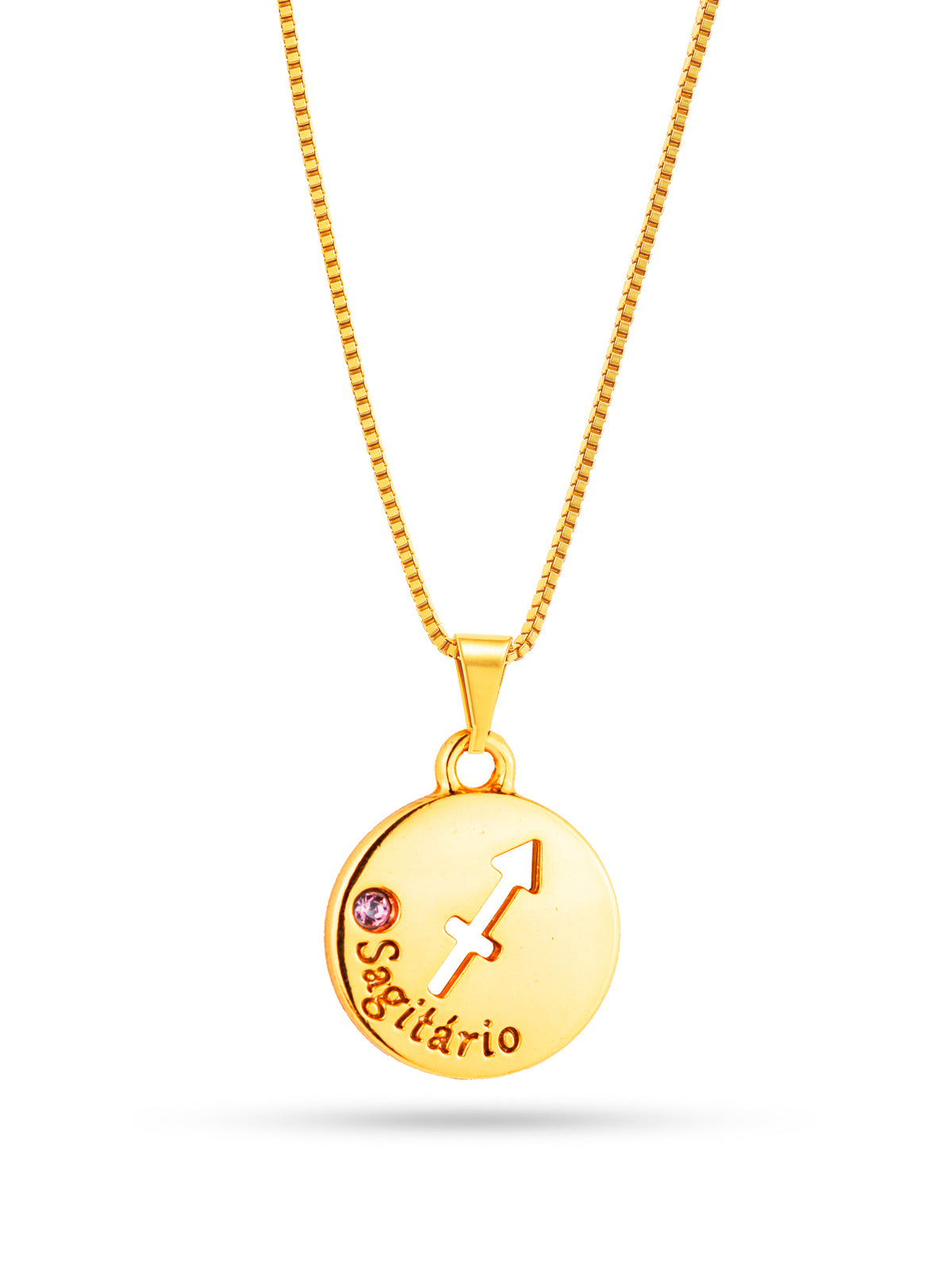 Corrente signo Sagitário - veneziana - banhado a ouro 18k
