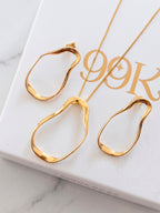 Conjunto orgânico - colar e brincos - banhado a ouro 18k