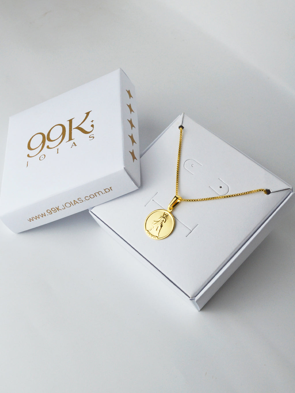 Pingente medalha Ogum - banhado a ouro 18k - foto 2