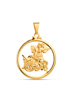 Pingente Medalha de São Jorge Vazada G - banhado a ouro 18k