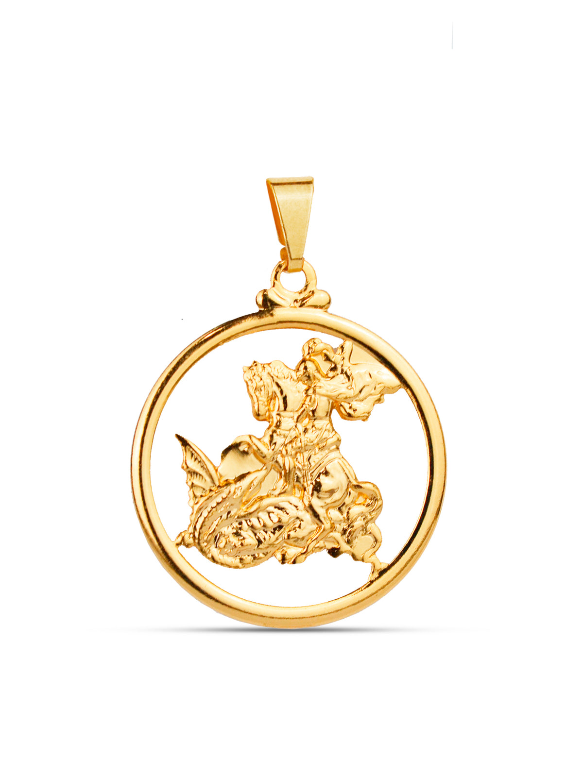 Pingente Medalha de São Jorge Vazada G - banhado a ouro 18k