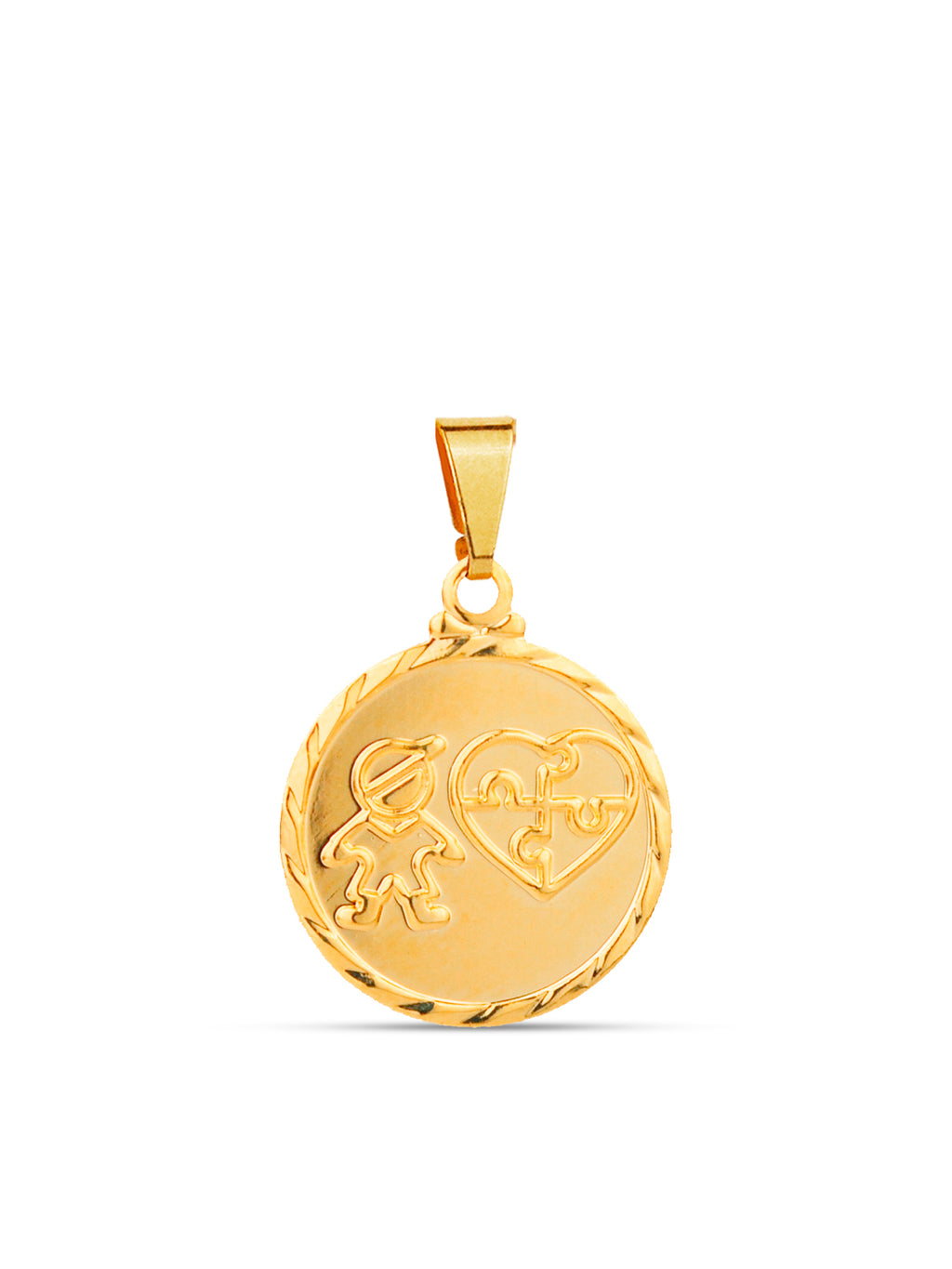 Pingente medalha menino autismo - banhado a ouro 18k