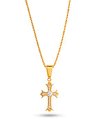 Corrente mini Cruz cravejada - veneziana - banhado a ouro 18k - foto 4
