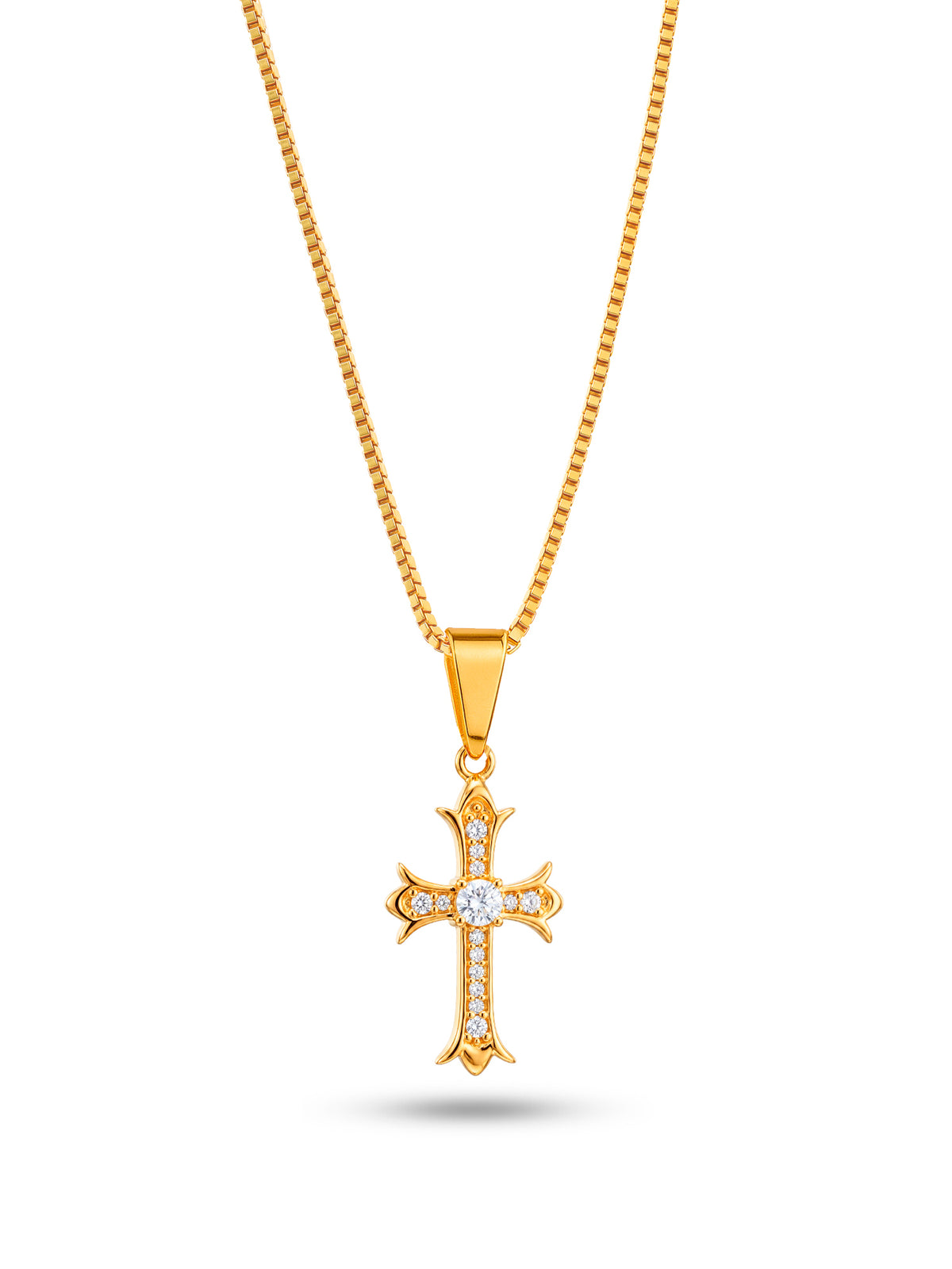 Corrente mini Cruz cravejada - veneziana - banhado a ouro 18k - foto 4