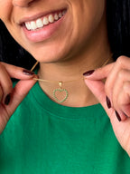 Corrente coração brasileiro - veneziana - banhado a ouro 18k - foto 2