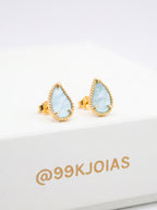 Brinco gota azul clara - banhado a ouro 18k - foto 3