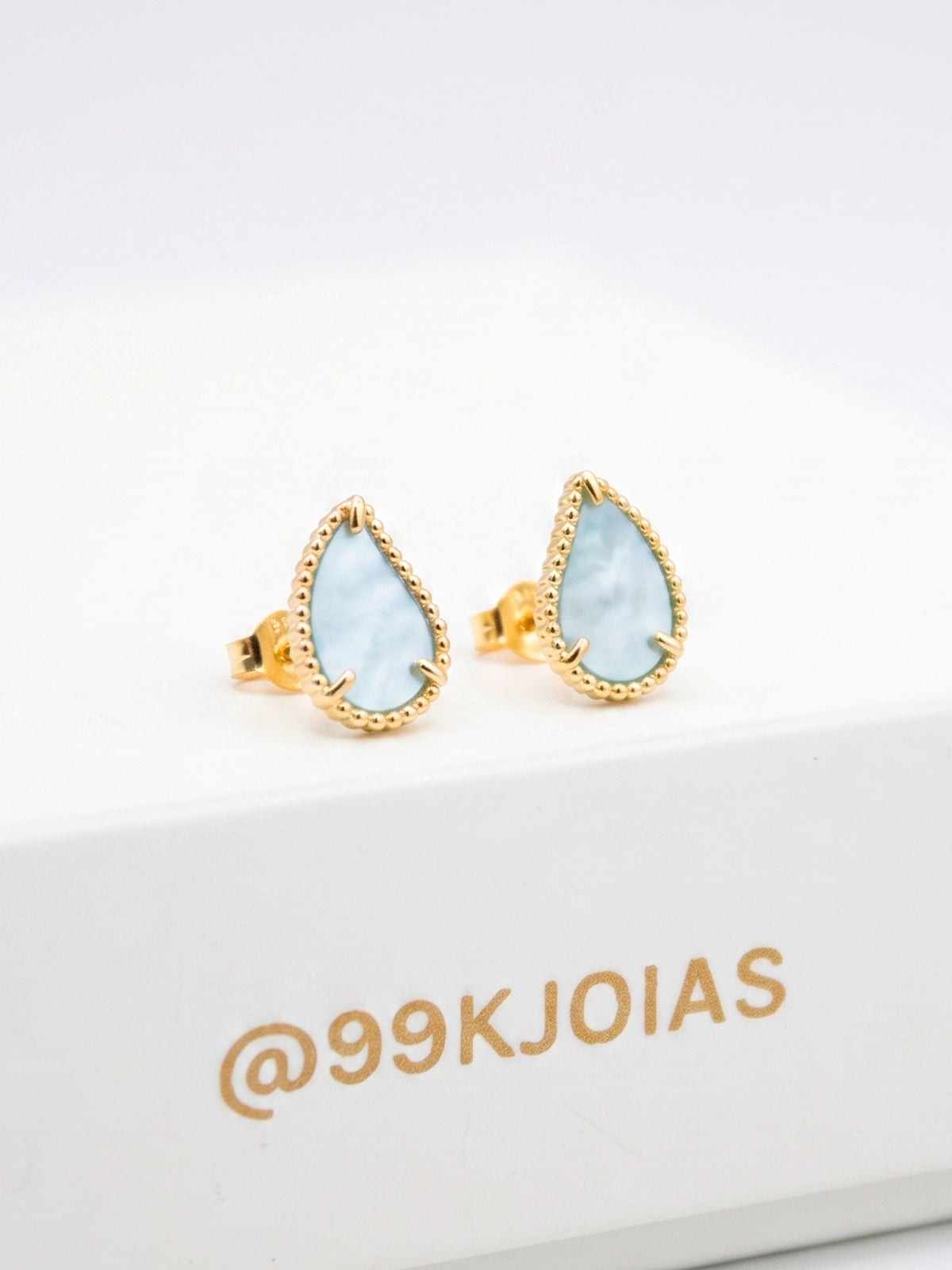 Brinco gota azul clara - banhado a ouro 18k - foto 3
