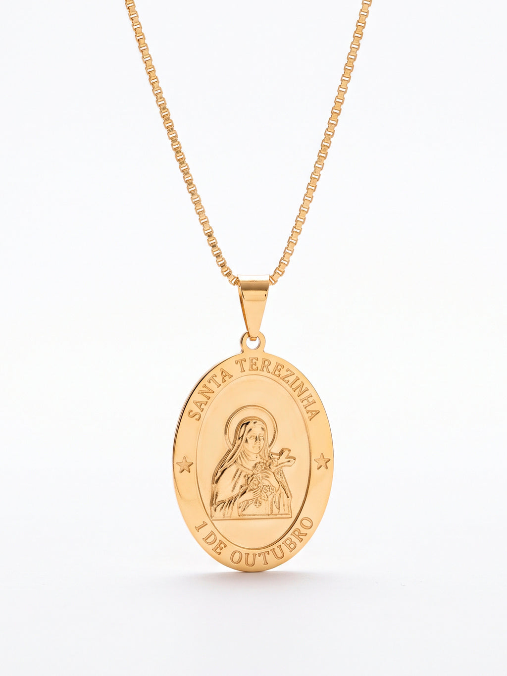 Corrente Santa Terezinha - veneziana - banhado a ouro 18k