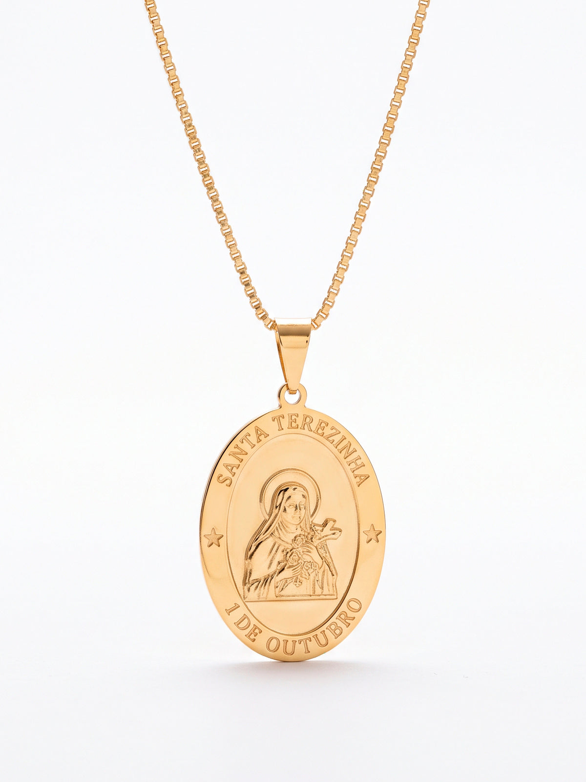 Corrente Santa Terezinha - veneziana - banhado a ouro 18k