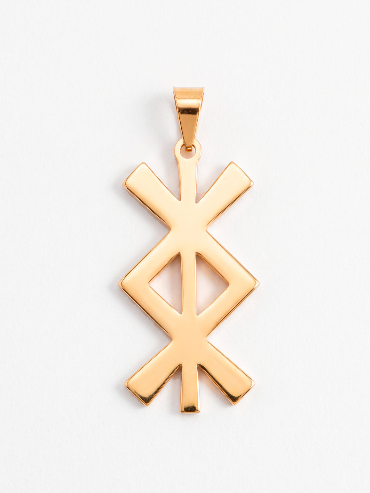 Pingente runa Bindrune 3,0 x 1,6 cm - banhado a ouro 18k