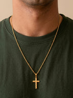 Pingente cruz texturizada - banhado a ouro 18k - foto 2