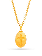 Corrente medalha Cruz - veneziana - banhado a ouro 18k