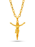 Corrente cruz Jesus Cristo - cadeado - banhado a ouro 18k