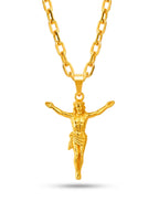 Corrente cruz Jesus Cristo - cadeado - banhado a ouro 18k