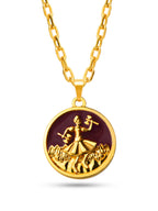Corrente medalha Xangô marrom - cadeado - banhado a ouro 18k