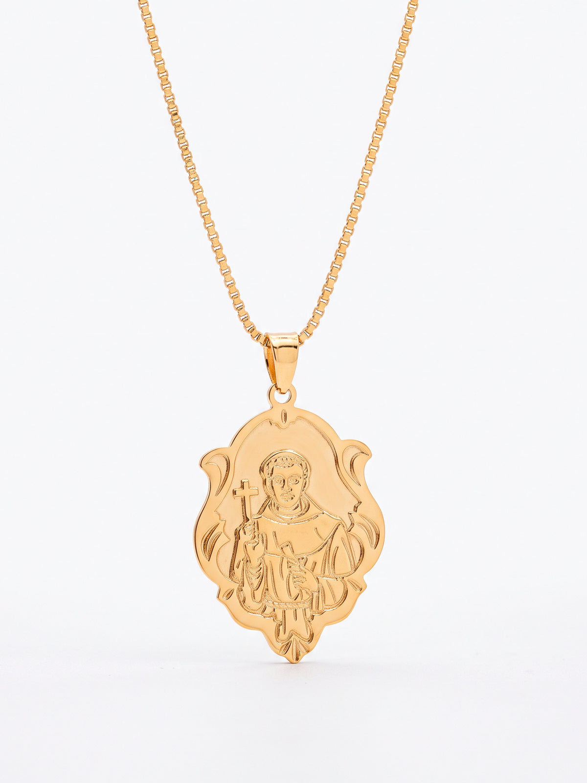 Corrente Santo Antônio - veneziana - banhado a ouro 18k