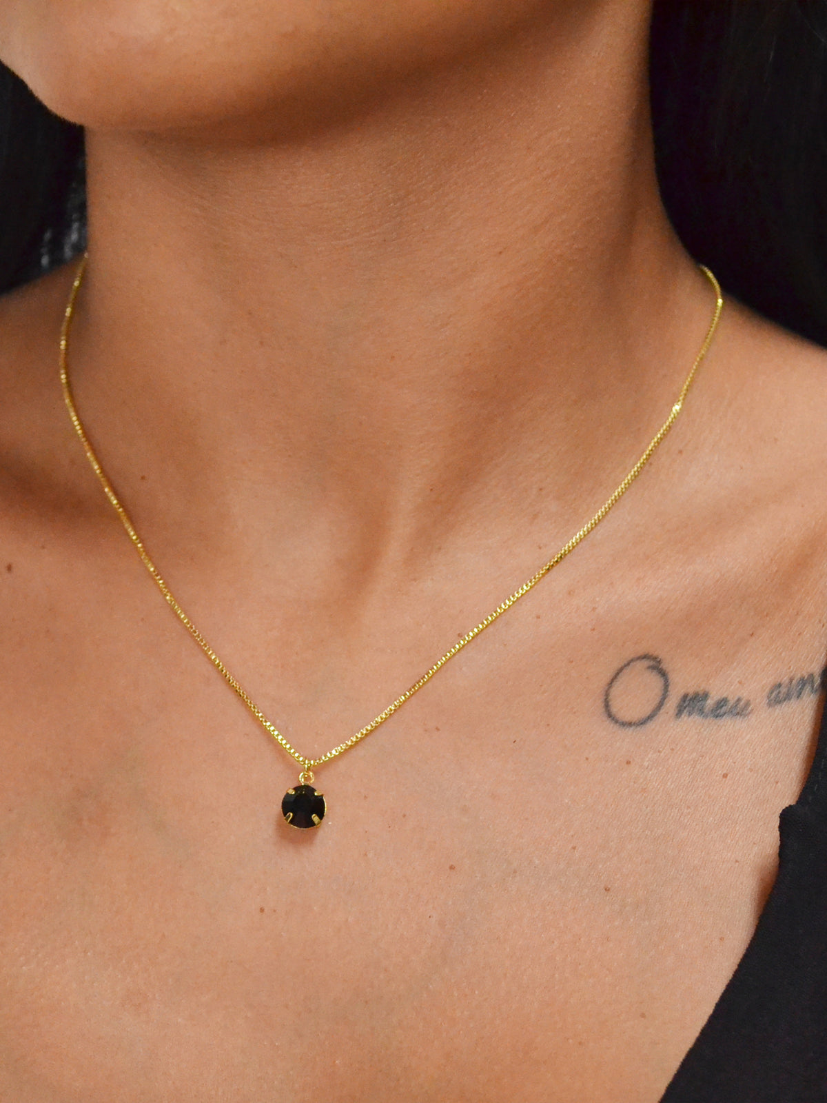 Corrente ponto de luz preto - veneziana - banhado a ouro 18k - foto 2