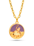 Corrente medalha Nanã roxo - cadeado - banhado a ouro 18k