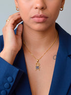 Corrente menino azul cravejado - veneziana - banhado a ouro 18k - foto 2