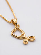 Pingente medicina estetoscópio 1,7 x 1,0 cm - banhado a ouro 18k - foto 3